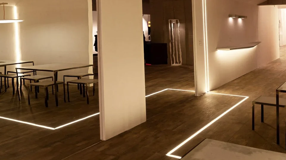 led strip light on floor