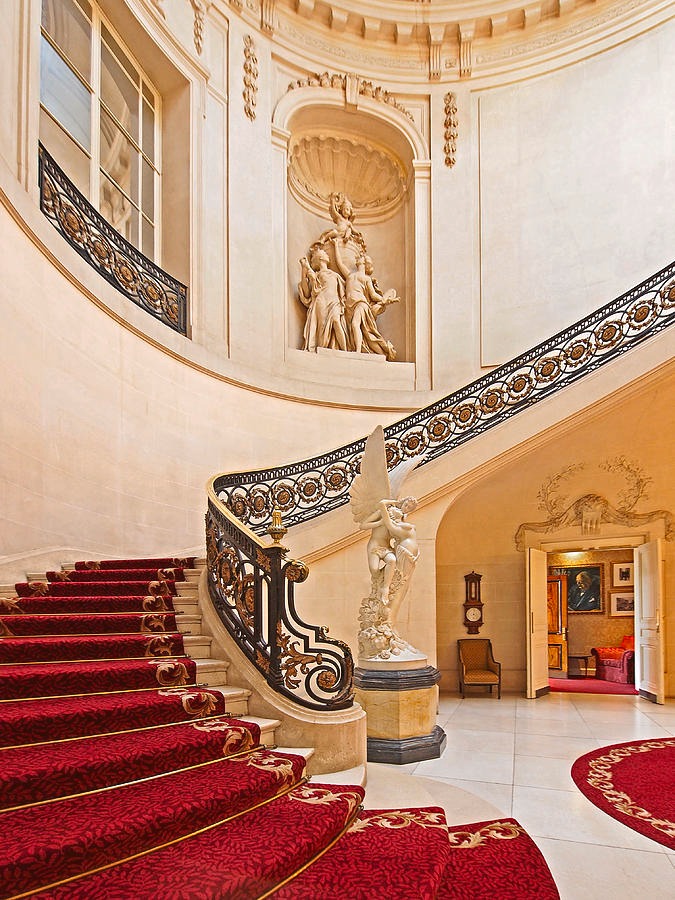 opulent ornate metal work staircase design, royal interior