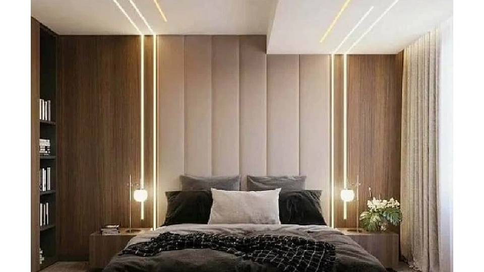 Profile lighting in beautiful bedroom