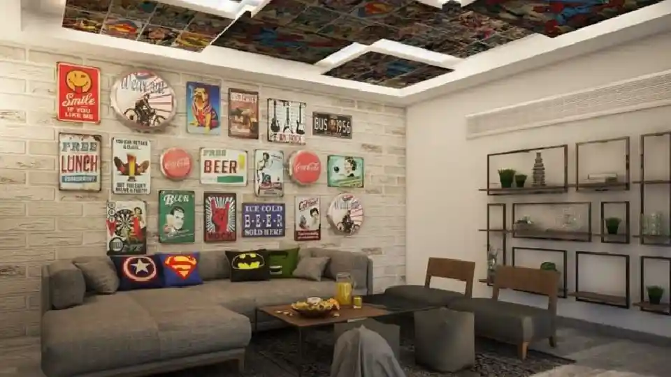 comic themed interior design 