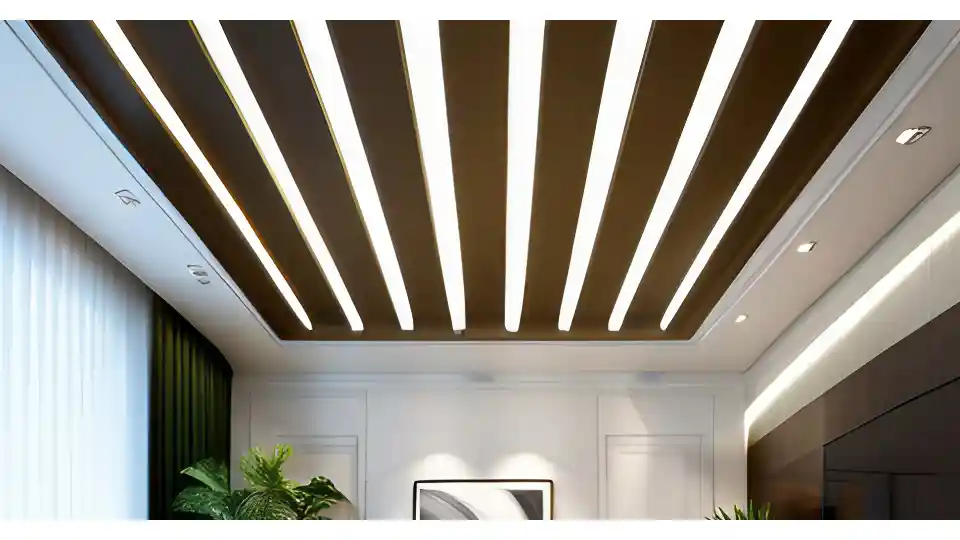 Gypsum false ceiling design with wood