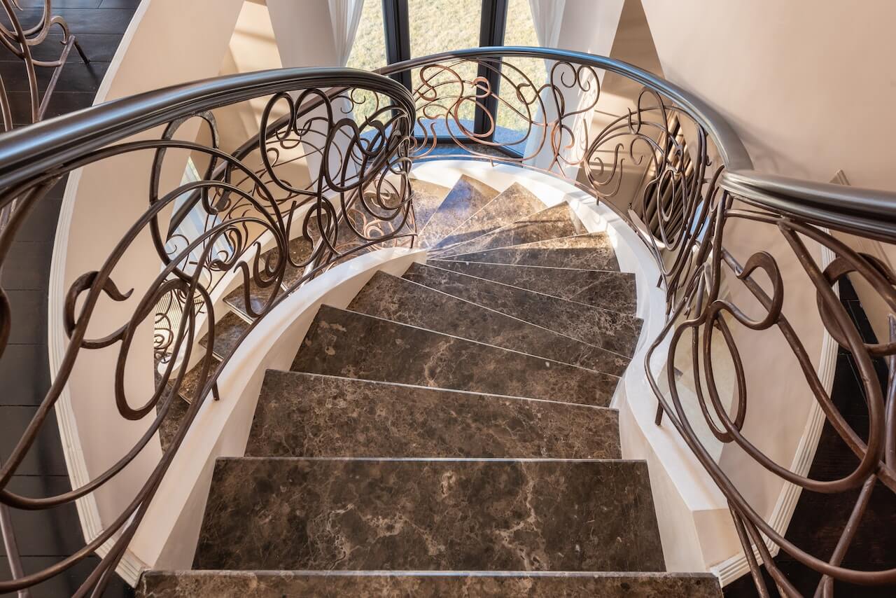 Metal railing staircase with sleek design and sturdy construction