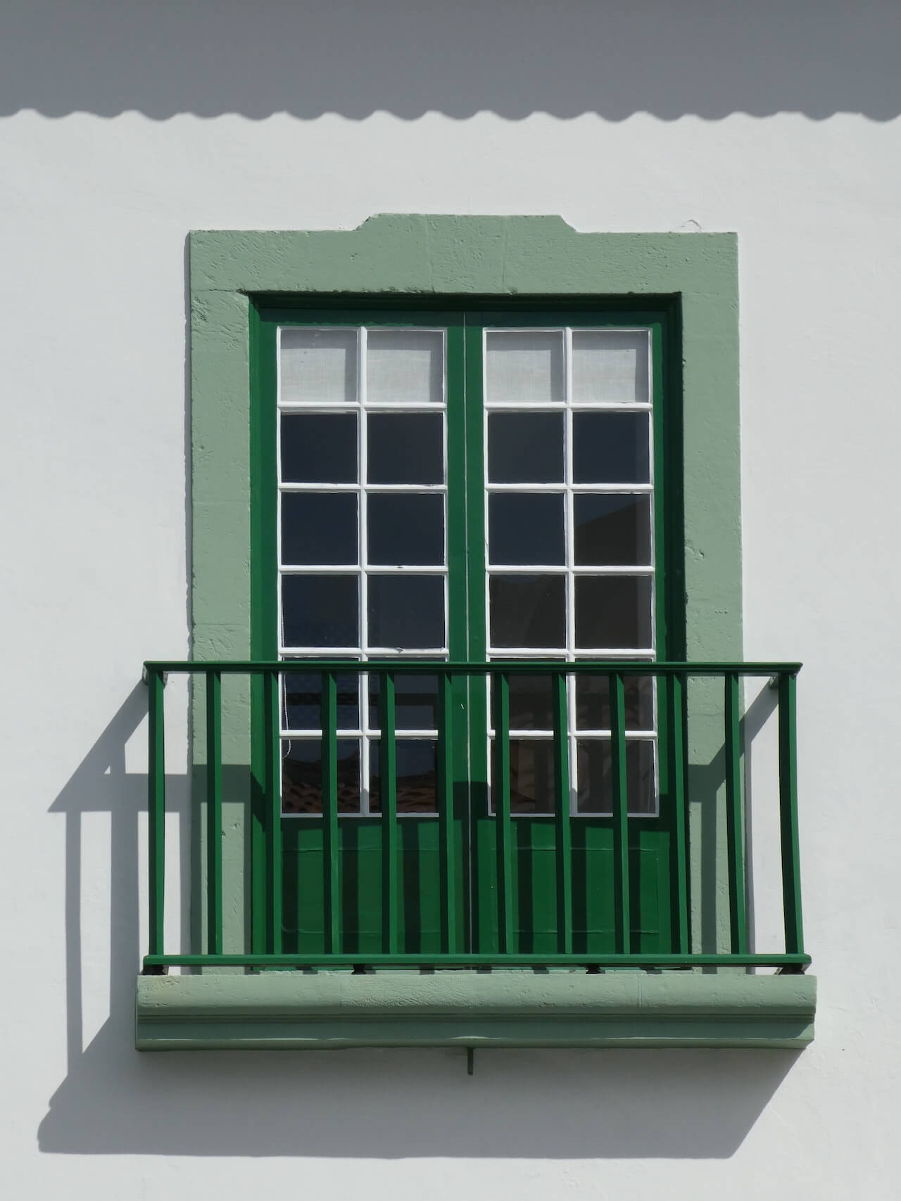 green painted steel railing for balcony