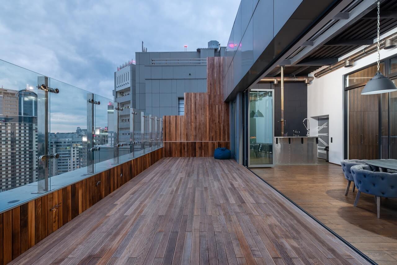 Transparent glass railing providing safety and clear views 