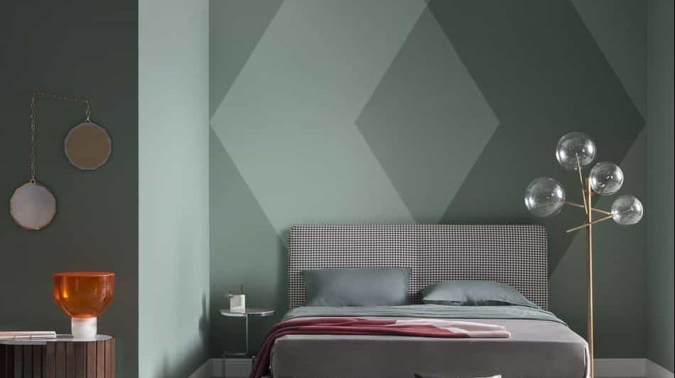 Pale green wall paint design idea in a beautiful bedroom