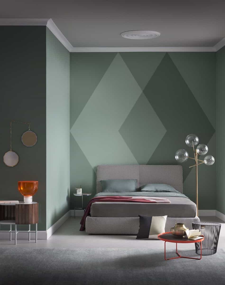 Pale green wall paint design idea in a beautiful bedroom