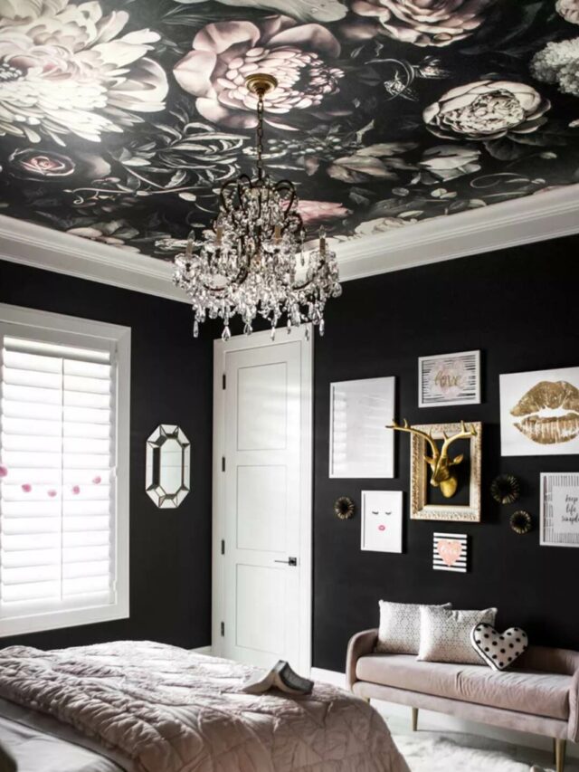 black ceiling wallpaper design idea