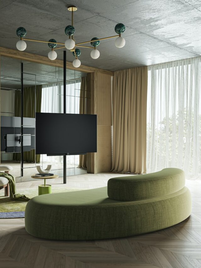 sophisticated living room decor, sofa, hanging lights, rug