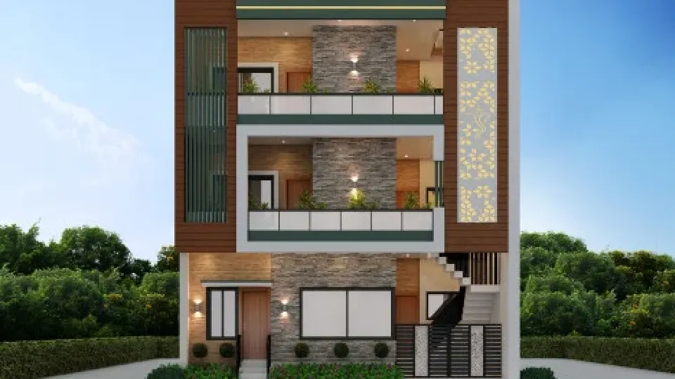 elevation designs for 3 floors building