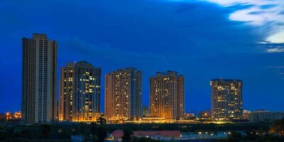 beautiful blue sky with buildings designed by top builders, developers and real estate companies in chennai