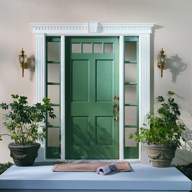green colonial main door design for a modern home