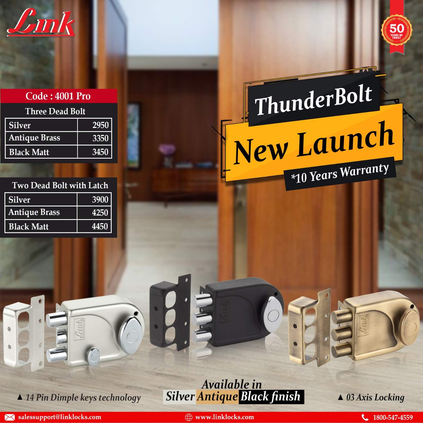 Link Locks Pro Thunderbolt rim lock | Door hardware