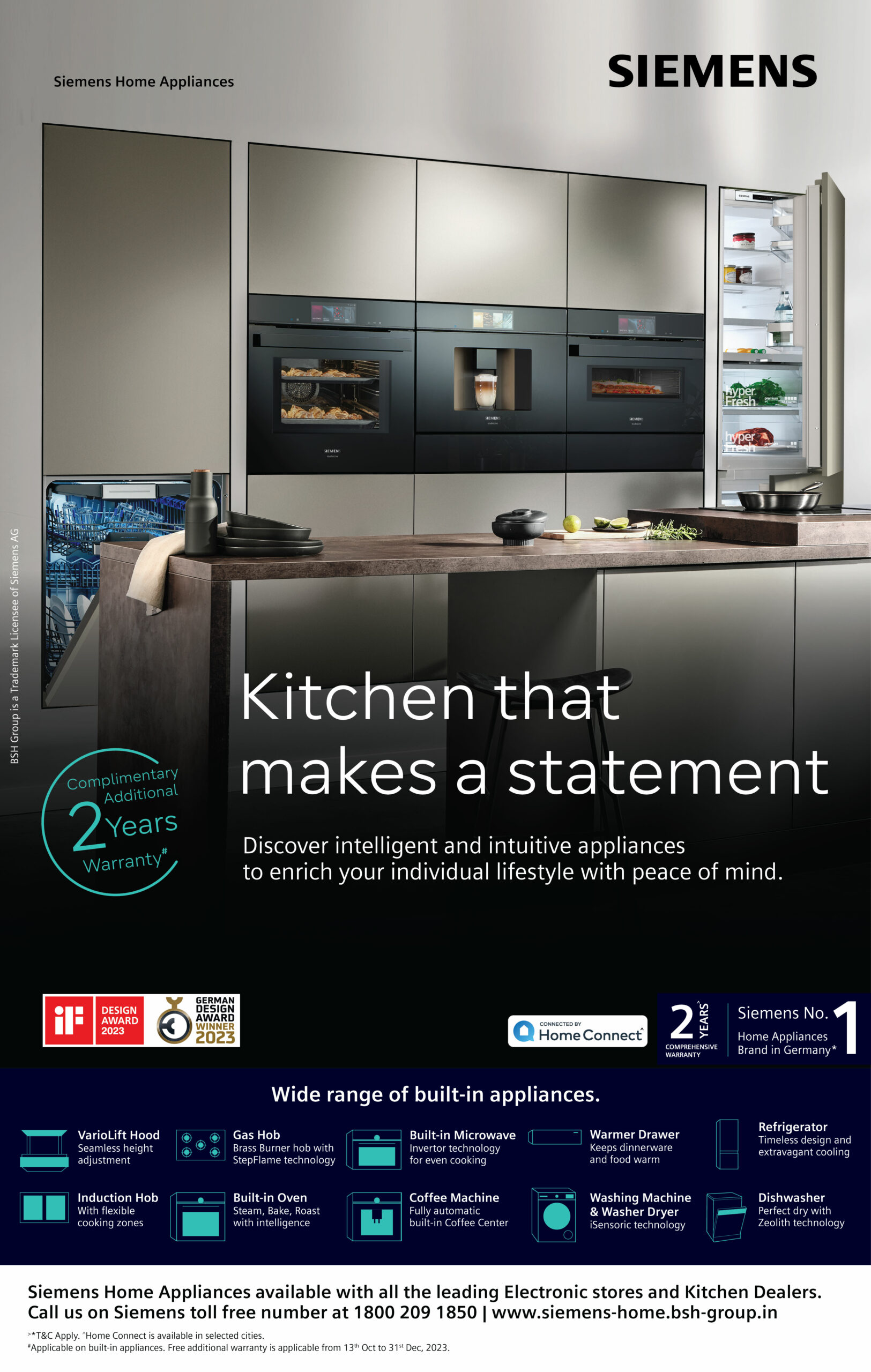 BSH ،me appliances India presents an exclusive 2-year extended warranty program for Siemens built-in appliances