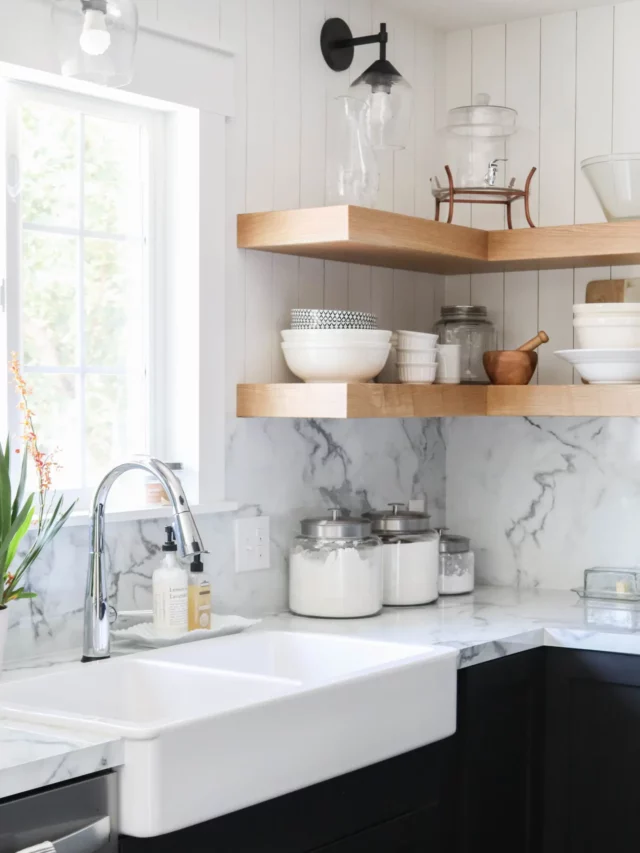 white kitchen with black cabinets