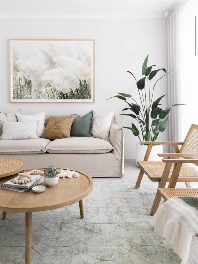 white living room with plants