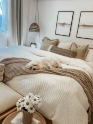 cozy bedroom with layered bedding