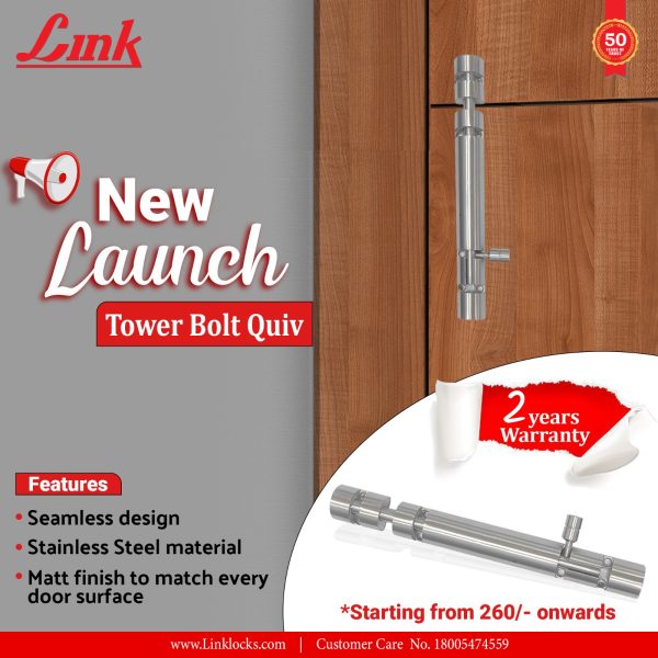 Link Locks SS tower bolt Quiv | Door hardware