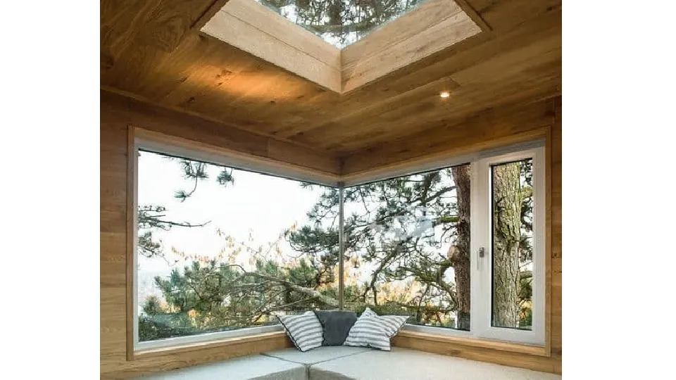 Wooden ceiling in open space