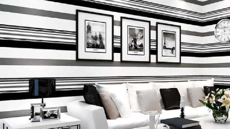 Black and white striped wallpaper