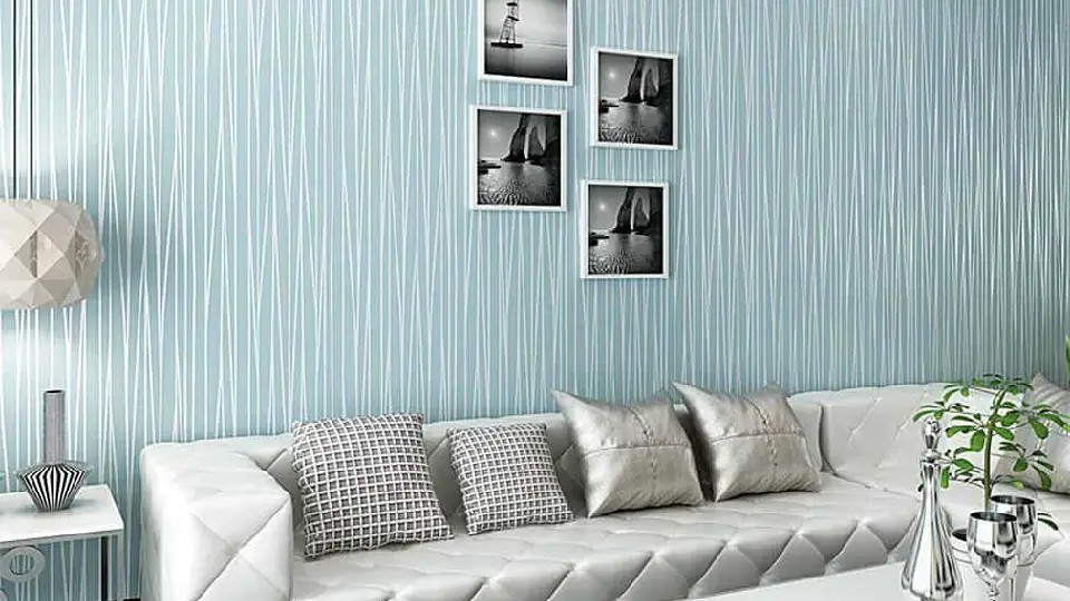 light blue wall in a living room