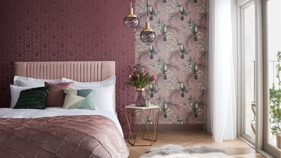 Flocked wallpaper for bedroom