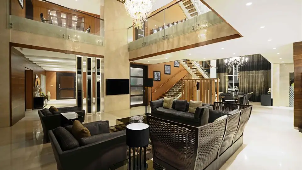 Yellow lavish living room interior design - architecture firms in Pune