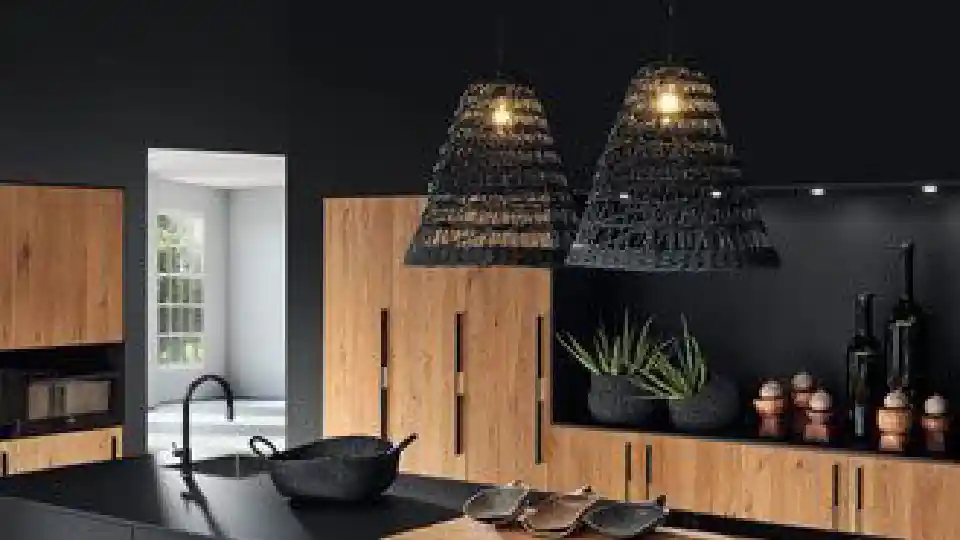 black open-kitchen interiors 