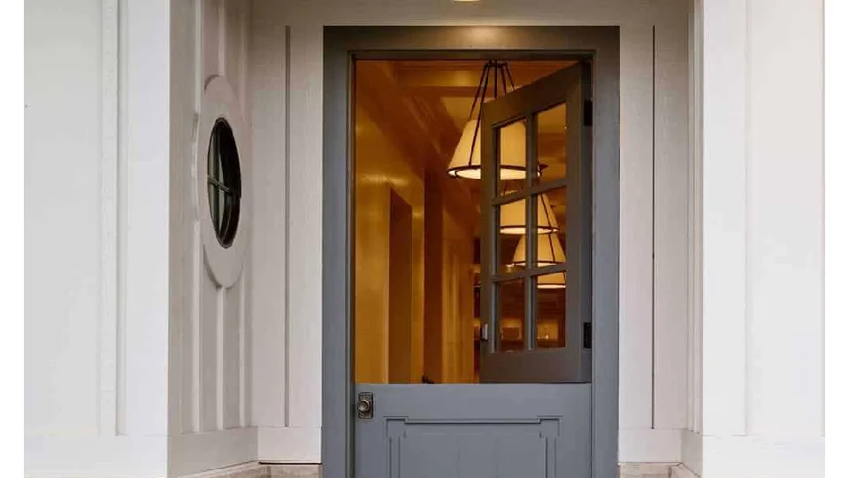 grey wooden door in a traditional home in India