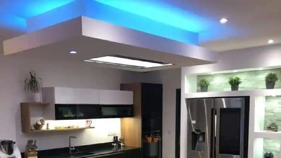 decorative lighting in a false ceiling for kitchen