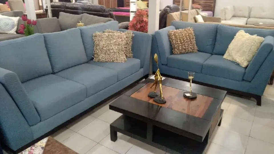 blue sofa set for living room