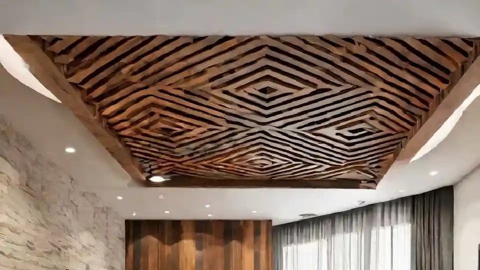 Geometric wooden design for kitchen