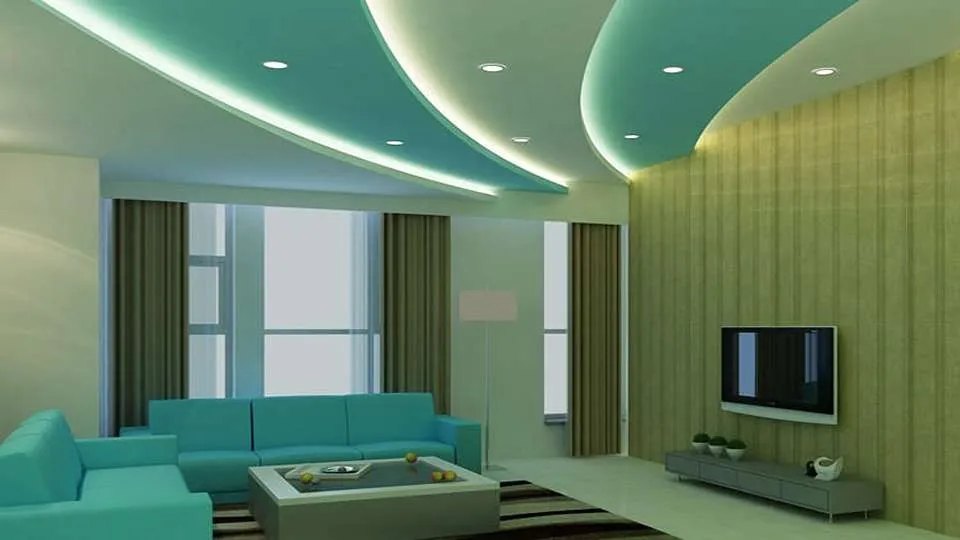 A false ceiling frames the room with subtle grace,Hiding wires and pipes while enhancing space.