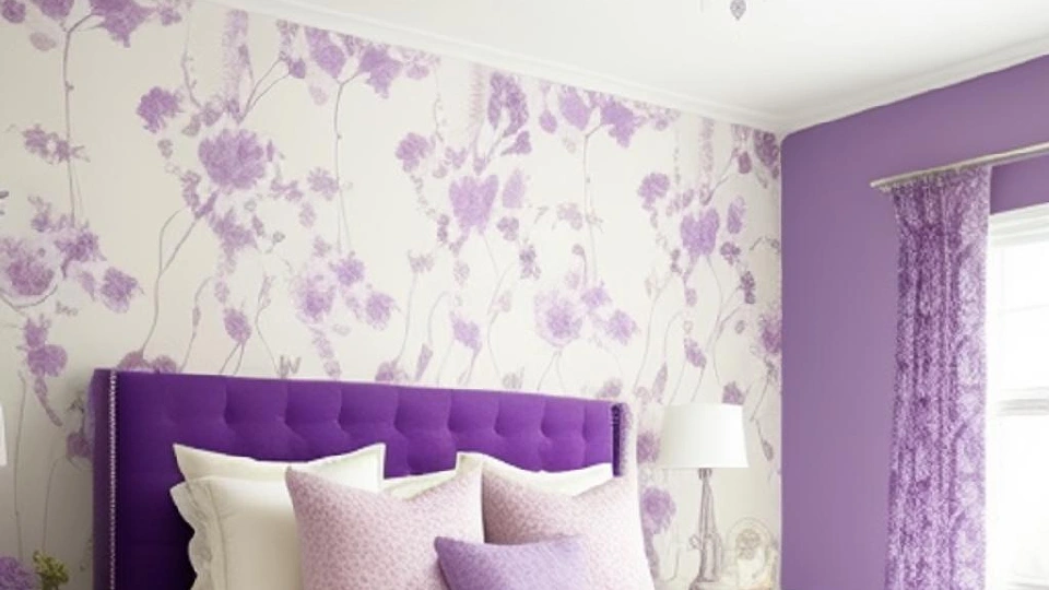 Three colour for bedroom wall, lavender, dark purple and white shades