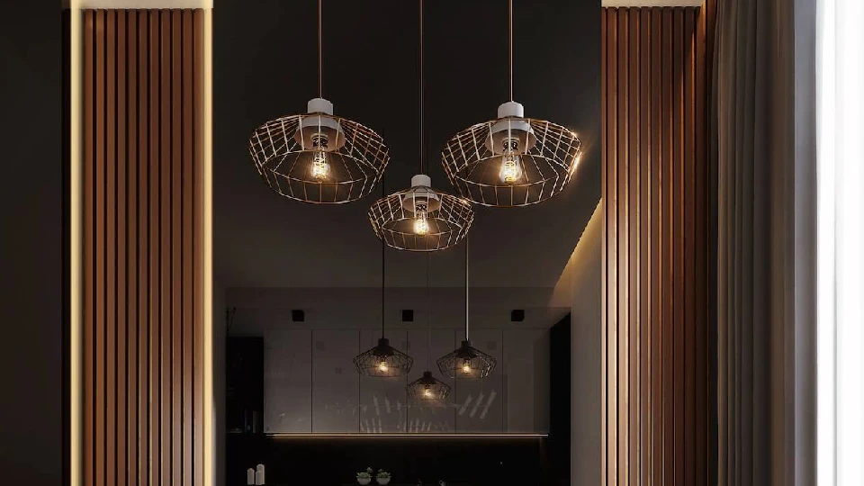 Metallic pendant lights showcasing brilliance