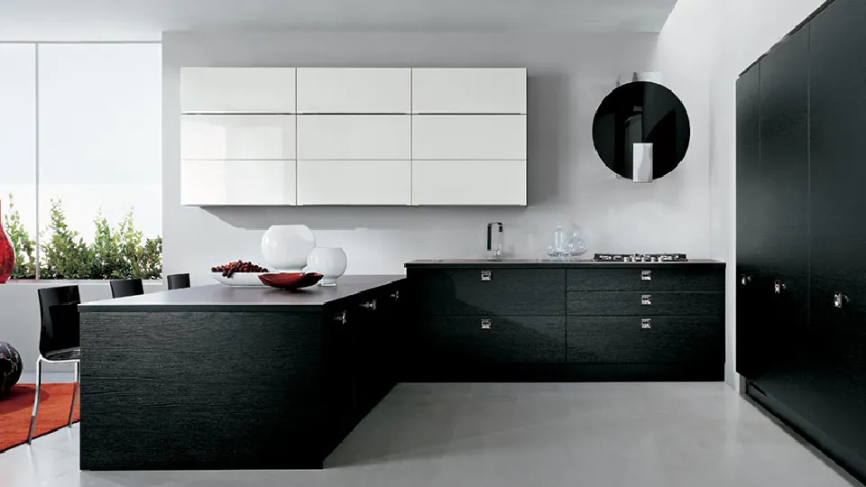 black cooking area with cabinets, cupboards and appliances