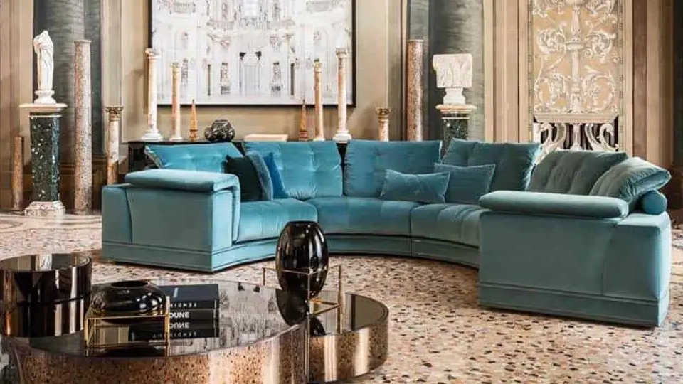 furniture companies in india- chic blue sofa set for the living room