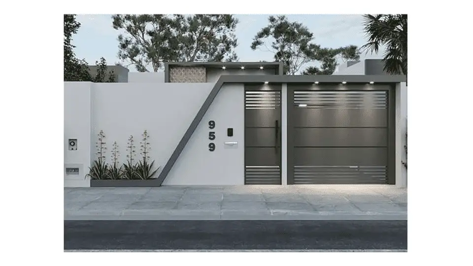 Aluminium gates with lights above