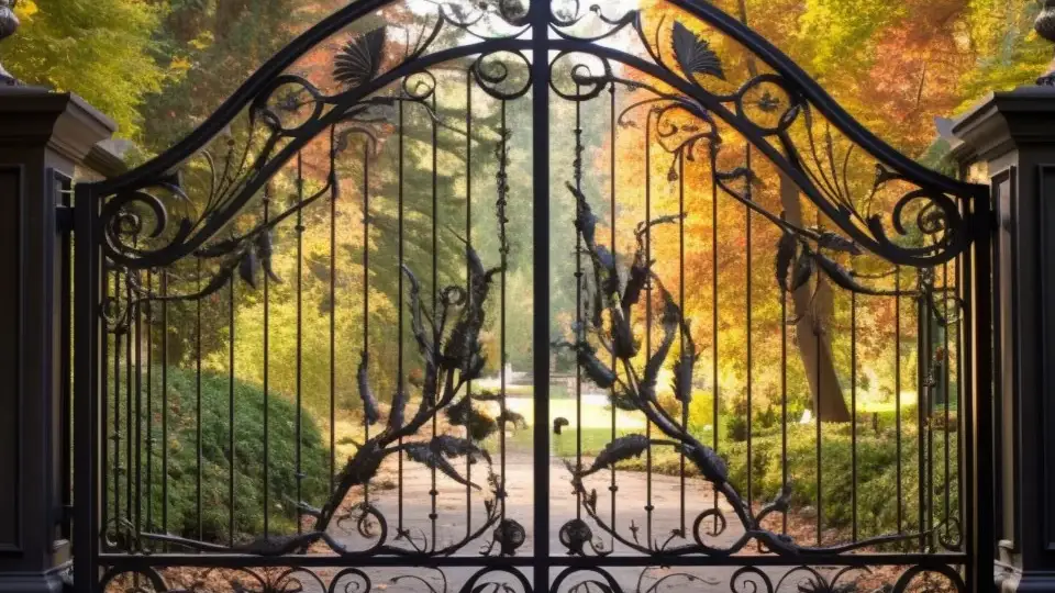 Arched wrought iron gate