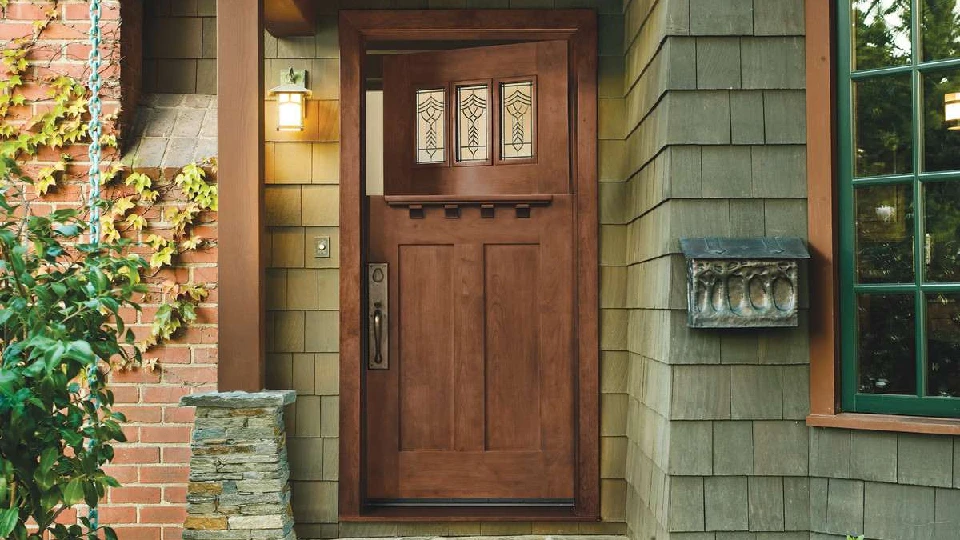 brown wooden entrance door design for home