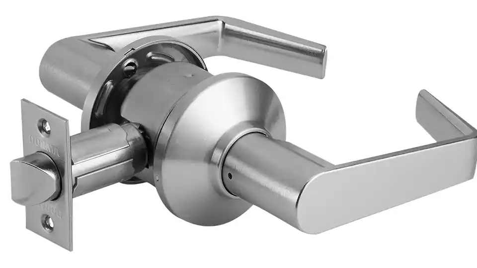 Doormakaba lock with handle in stainless steel finish