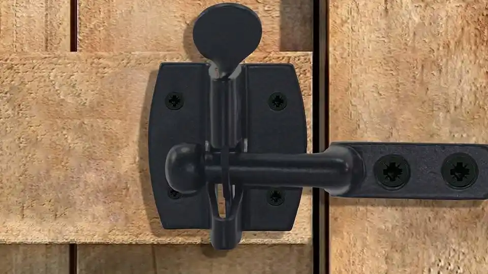 Gravity latches in black finish - sliding door hardware