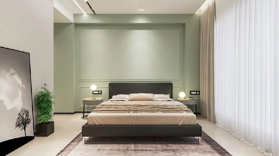 Green and beige wall paint for room