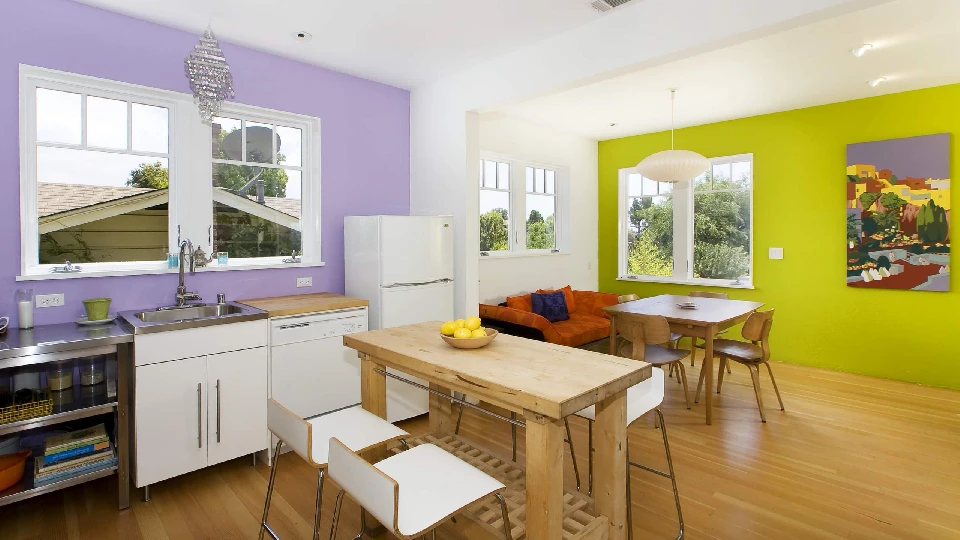 wall colour combination for dining room, Lavender and lime