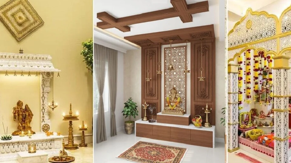 Modern mandir design for living room 