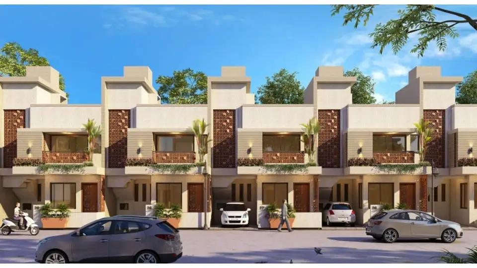 a society of duplexes made by Saransh Architectural firm in Ahmedabad