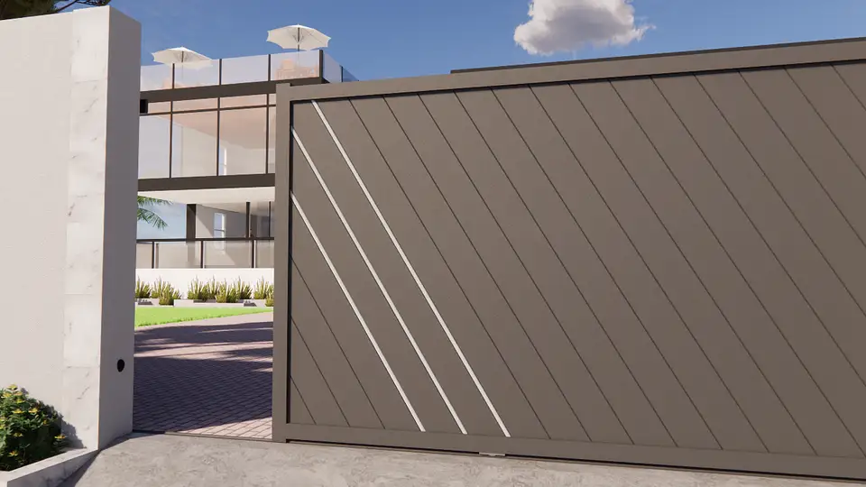 Simple elegant modern steel sliding gates