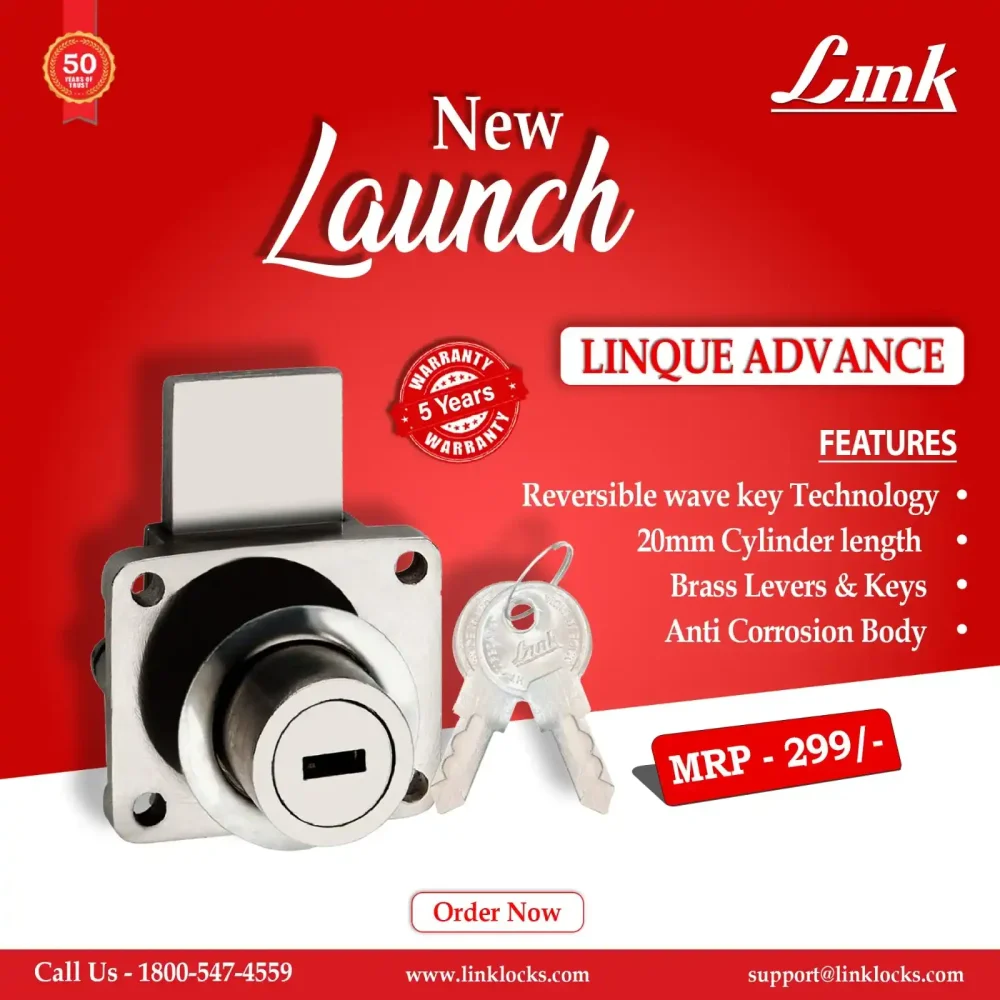 Linque Advance best cupboard and wardrobe brass lock by link locks
