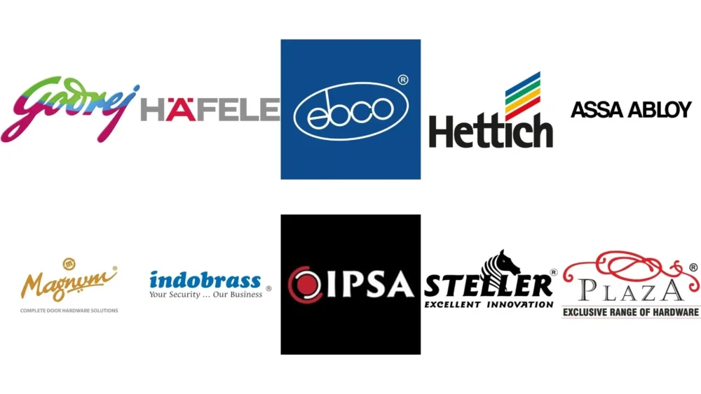 brand logos of top 10 cabinet handle brands:godrej,hafele,ebco,hettich,assa abloy,magnum,indobrass,ipsa,STELLER,plaza