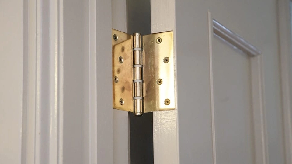  gold finish ball bearing on a white door 