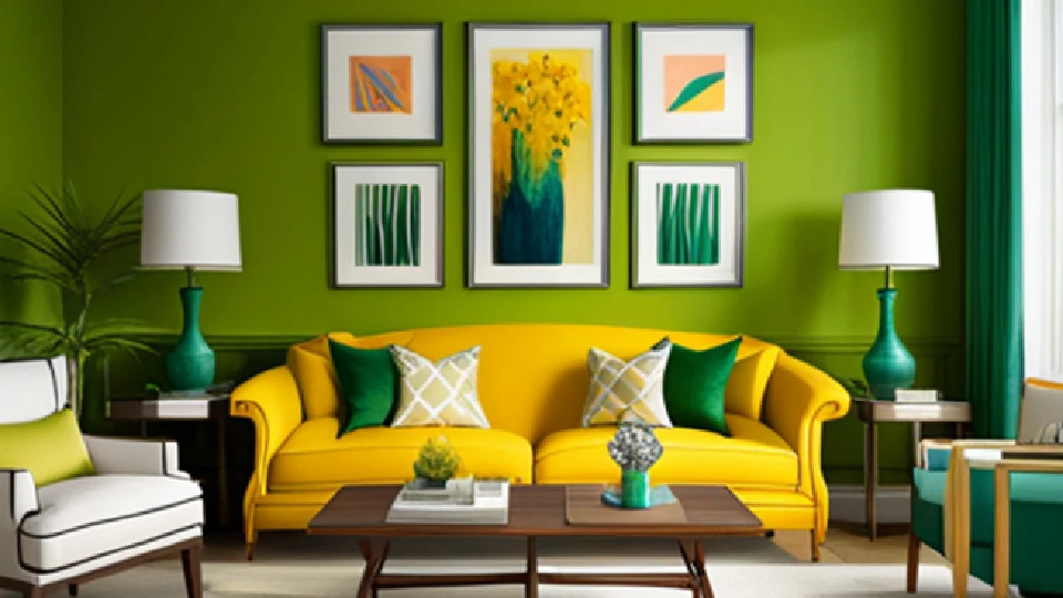 Yellow and green living room colour combination